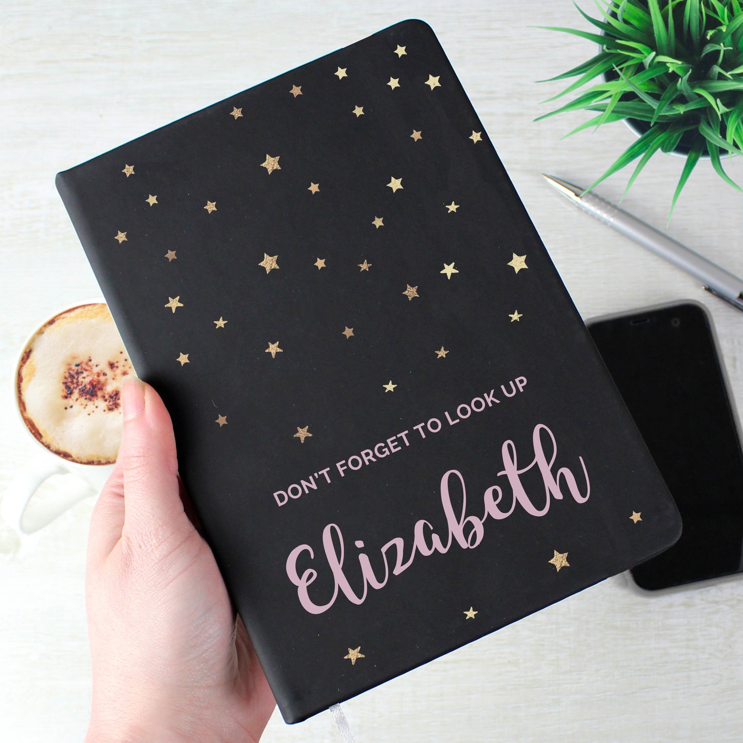 A5 Notebook Personalised Starry Black Hardback