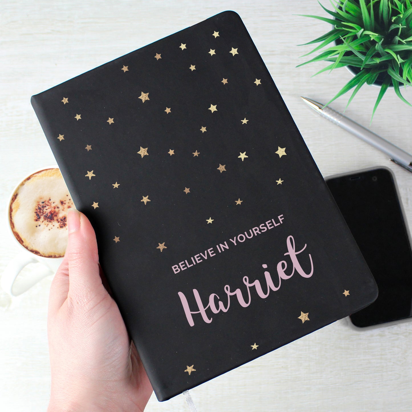 A5 Notebook Personalised Starry Black Hardback