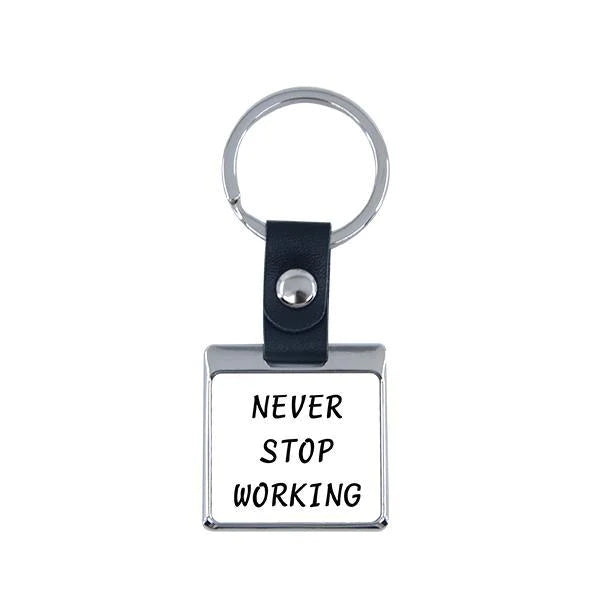 Square Metal Keyring with Leather Chain x10