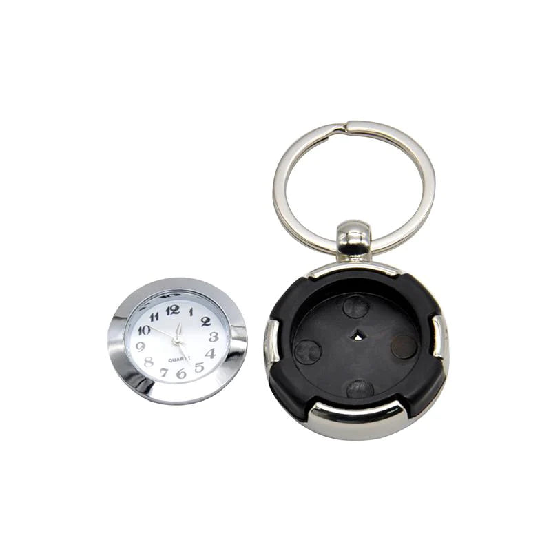 Round Clock Metal Keyring