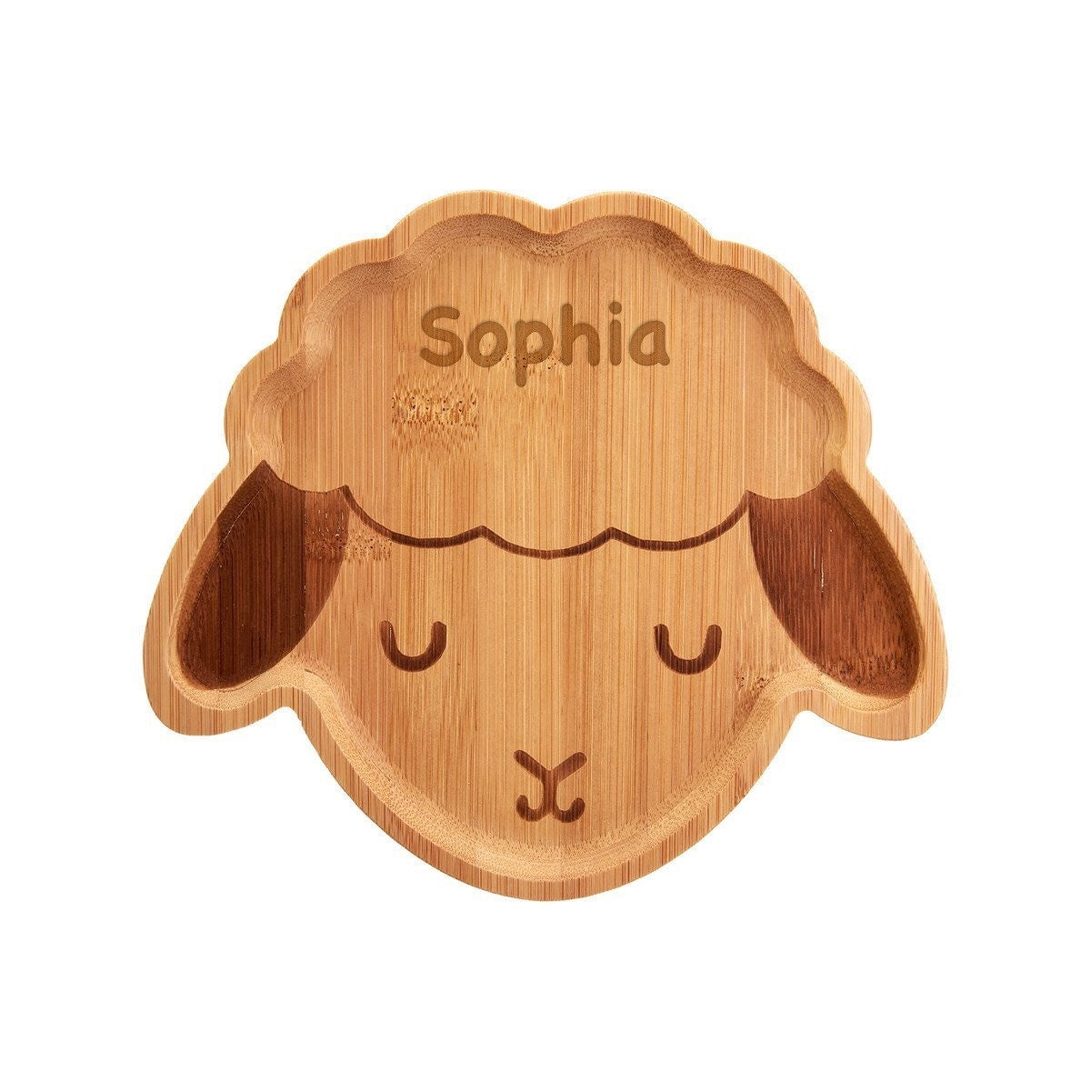 Personalised Engraved Baa Baa Lamb Bamboo Baby Plate and Spoons Weaning Set