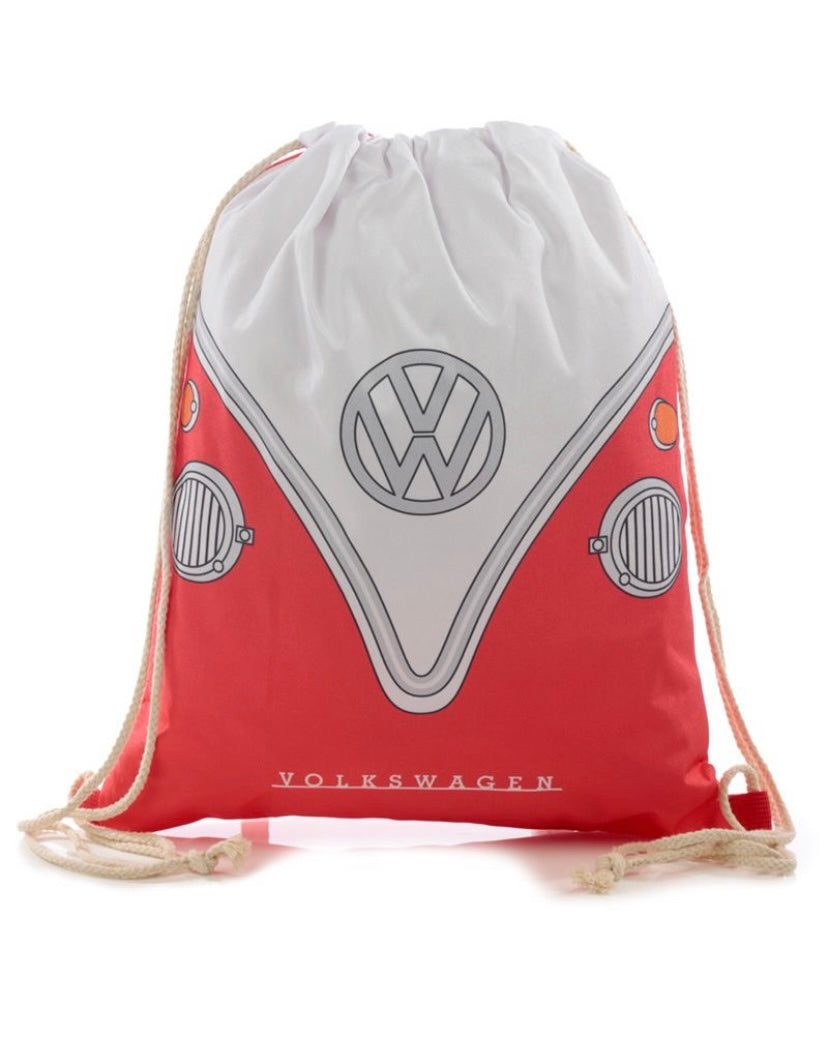 Personalised Volkswagen VW T1 Camper Bus Drawstring Bag Red/Blue