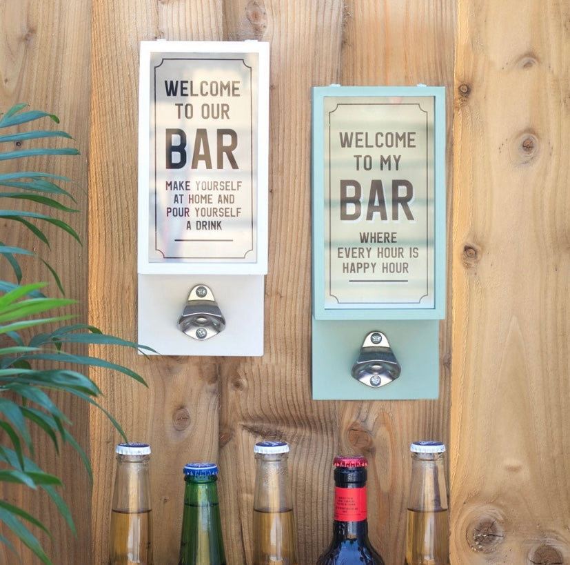 Grey Garden Bar Wall Mounted Bottle Opener Plaque