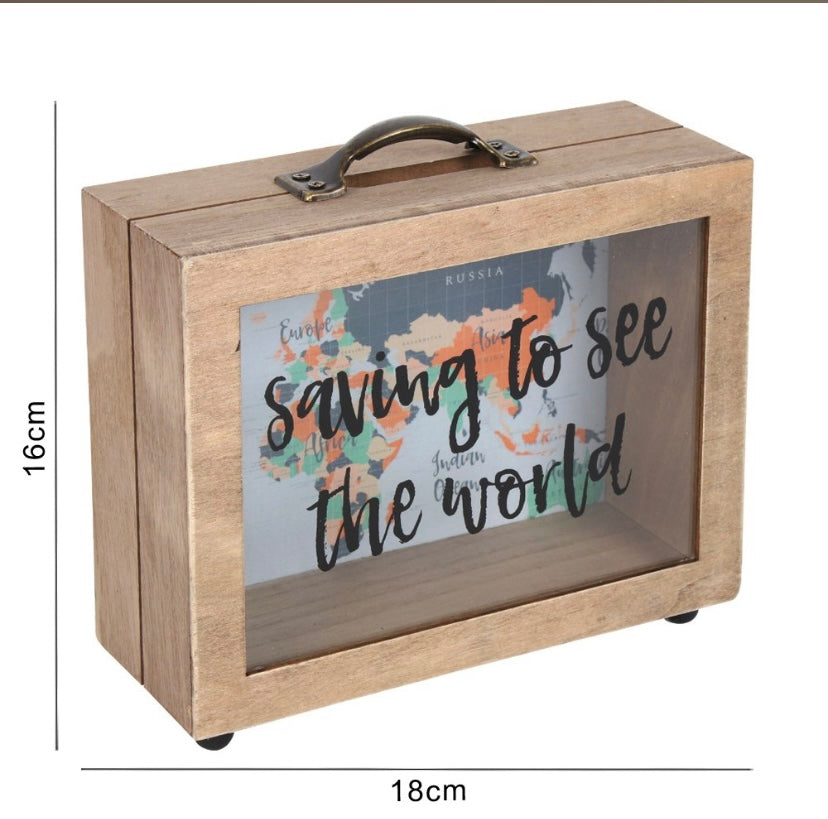 Personalised Saving Fund To See The World Money Box