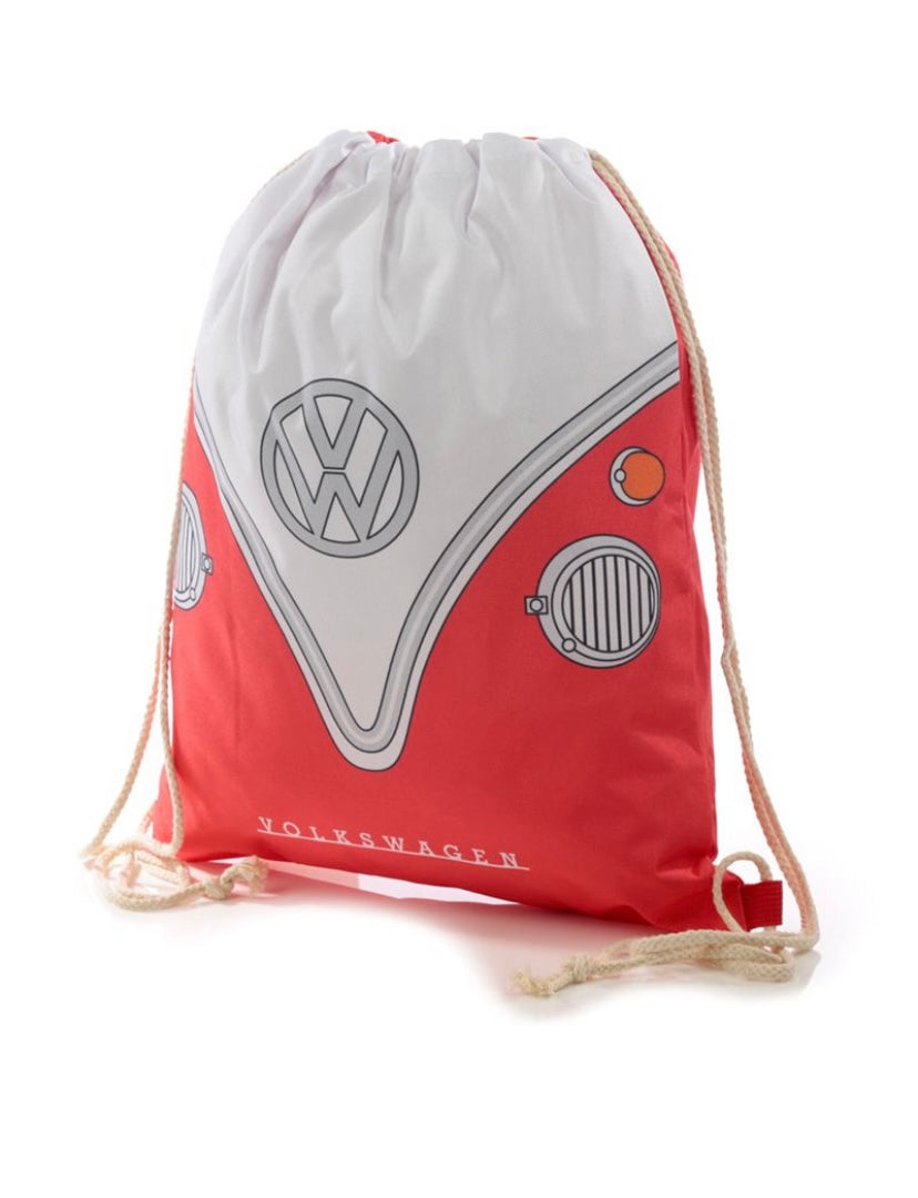 Personalised Volkswagen VW T1 Camper Bus Drawstring Bag Red/Blue