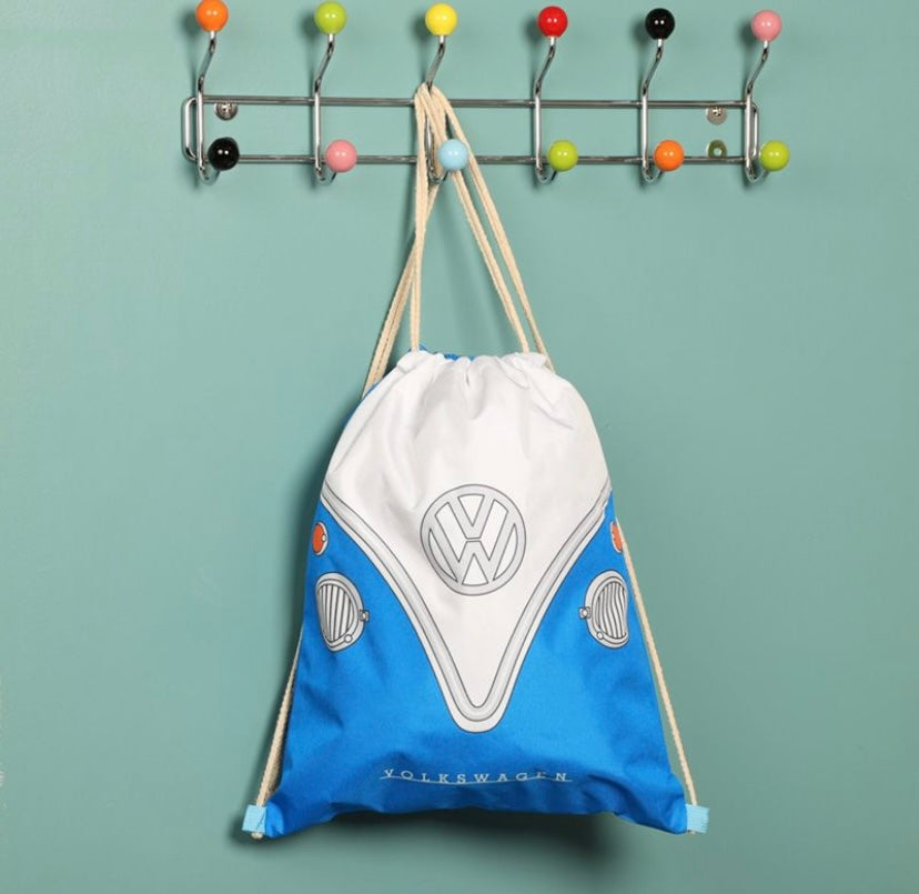 Personalised Volkswagen VW T1 Camper Bus Drawstring Bag Red/Blue