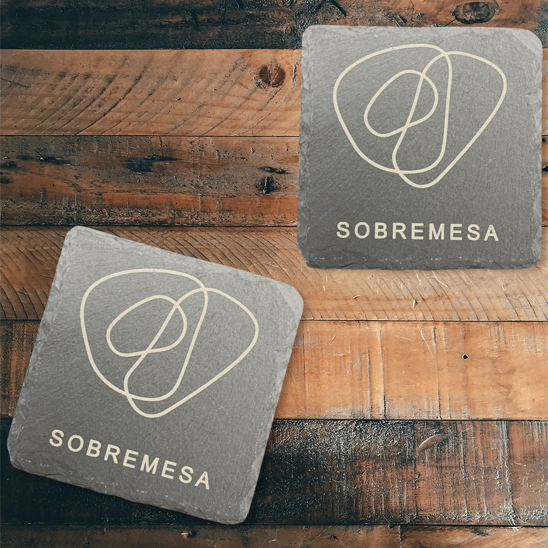 Personalised Engraved Rough Edge Slate Coaster Business Logo