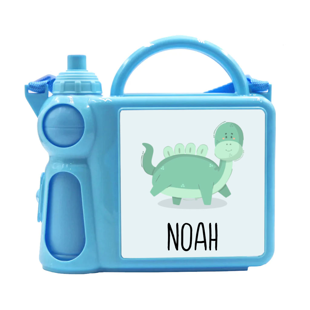 Personalised Dinosaur Design Kids Lunchbox with Water Bottle