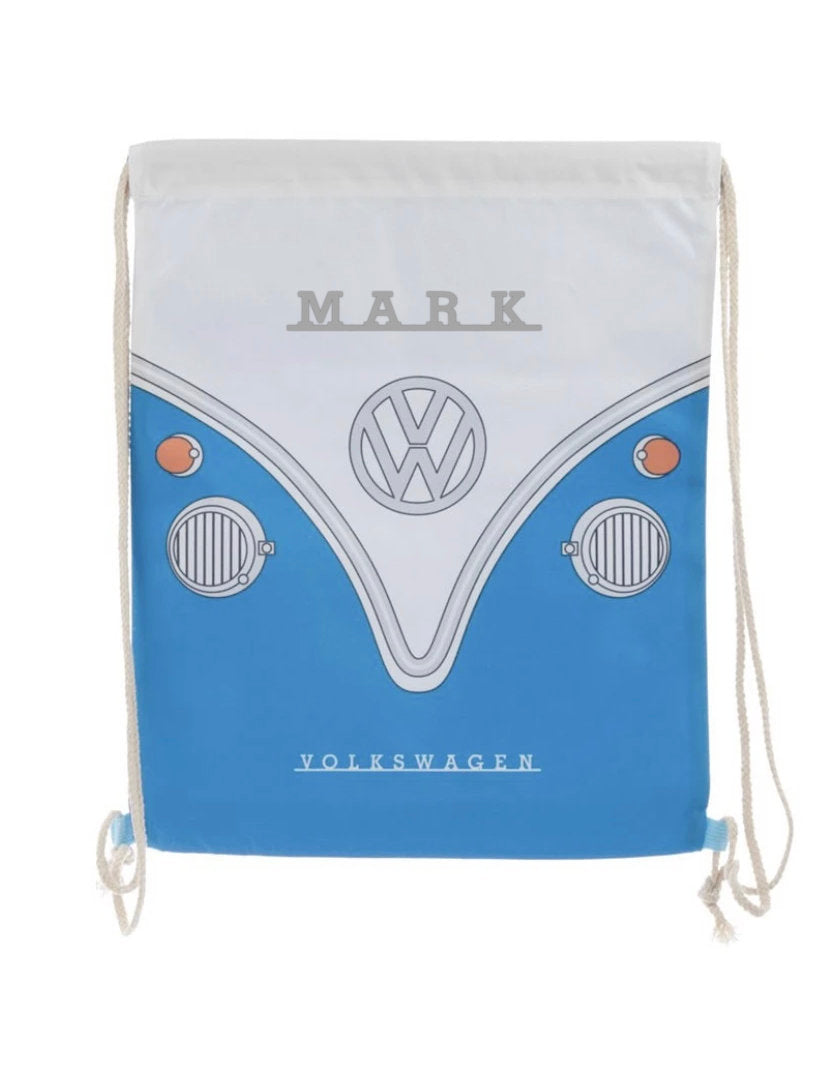 Personalised Volkswagen VW T1 Camper Bus Drawstring Bag Red/Blue