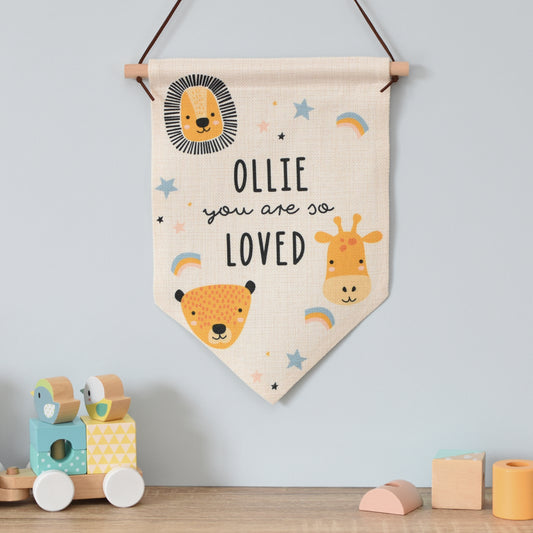 Scandi Safari Animals Nursery Hanging Banner