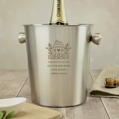 Personalised House Stainless Steel Ice Bucket