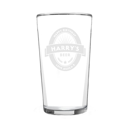 Personalised Beer Label Pint Glass