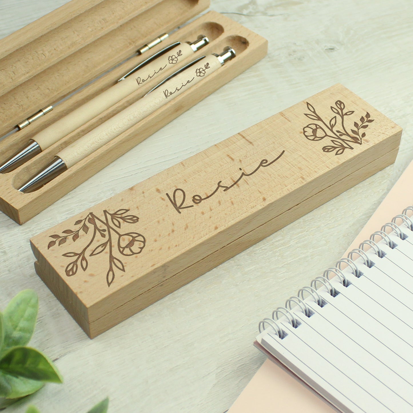 Personalised Wooden Pen And Pencil Set