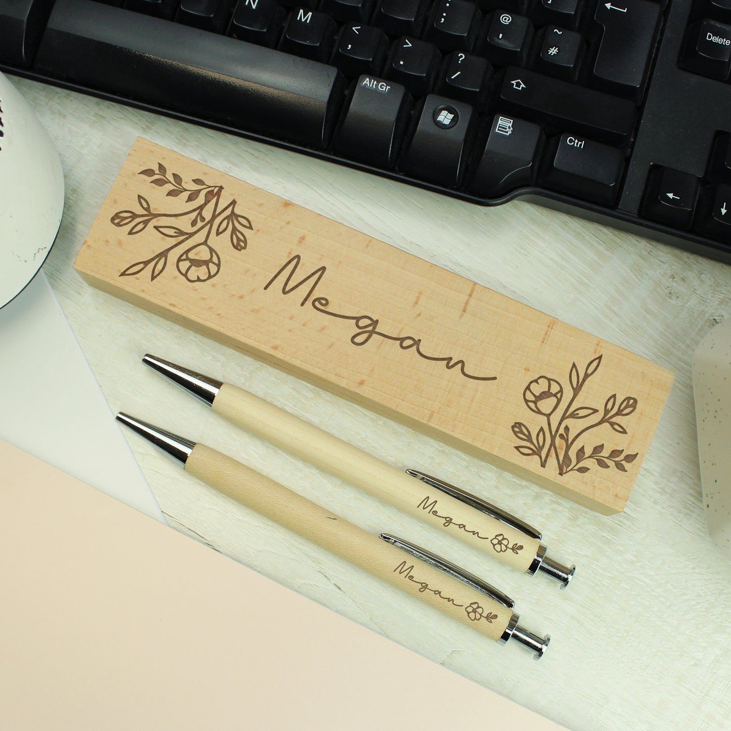 Personalised Wooden Pen And Pencil Set