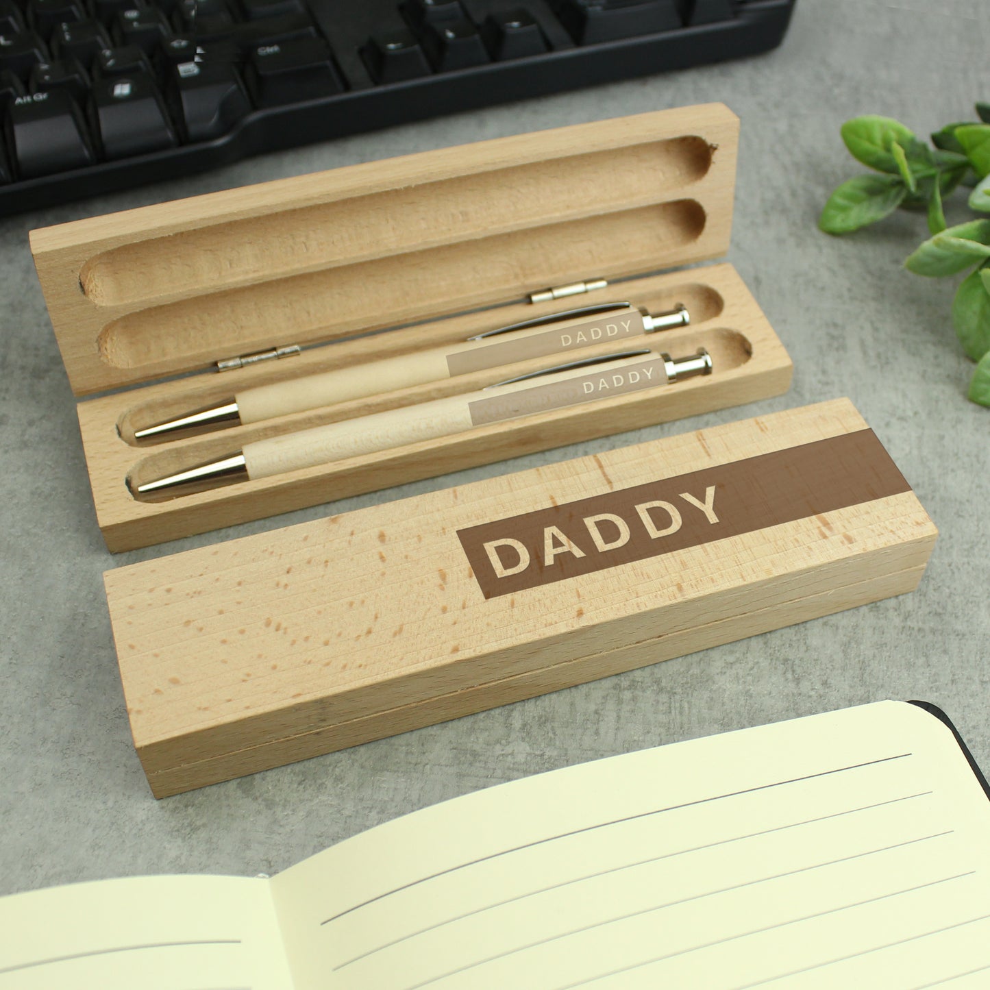 Personalised Wooden Pen And Pencil Set