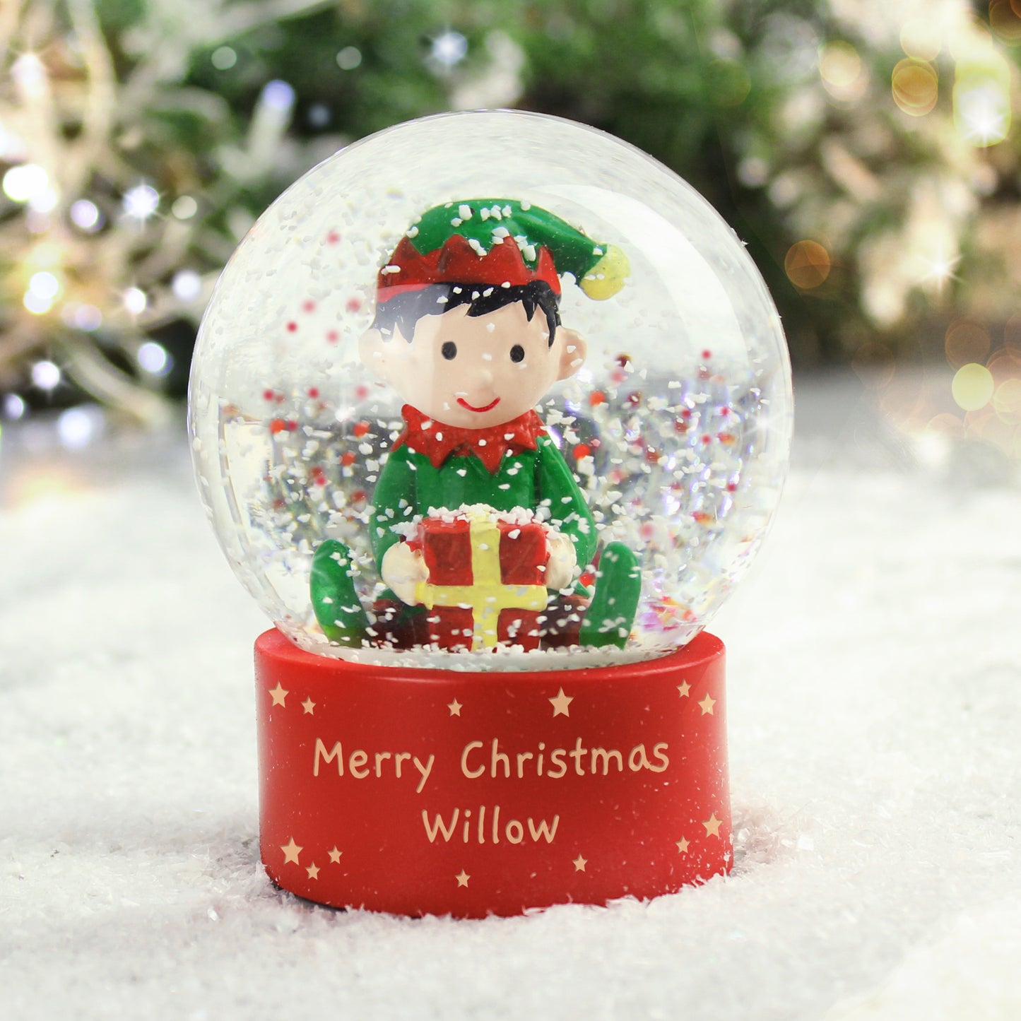 Personalised Elf Glitter Snow Globe