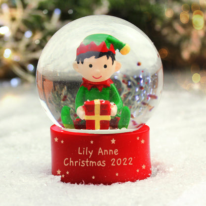 Personalised Elf Glitter Snow Globe