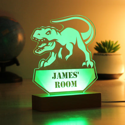 Personalised Dinosaur Wooden Based LED Light