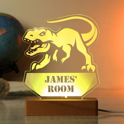Personalised Dinosaur Wooden Based LED Light