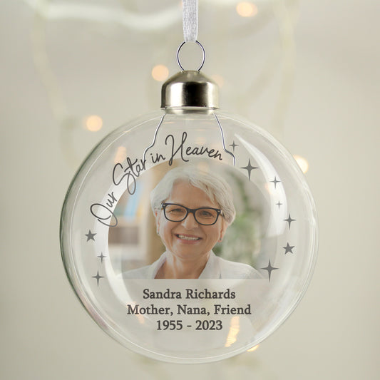 Photo Upload Memorial Glass Bauble