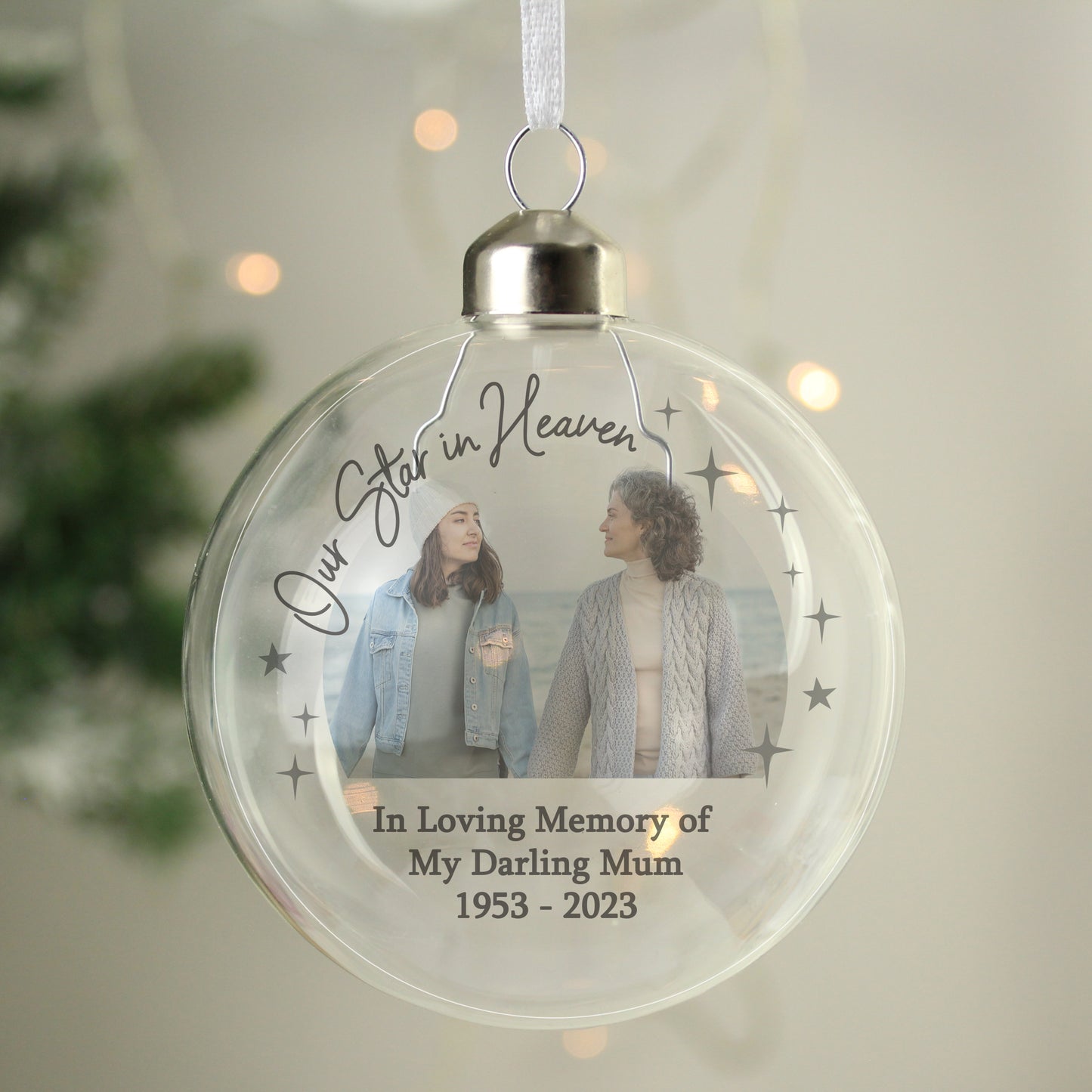 Photo Upload Memorial Glass Bauble