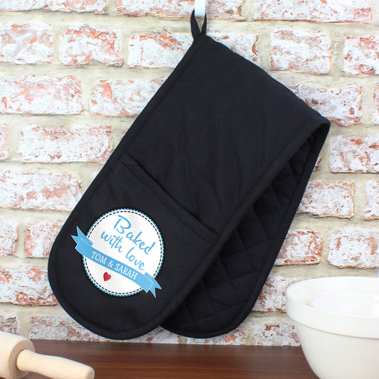 Personalised Black Oven Gloves