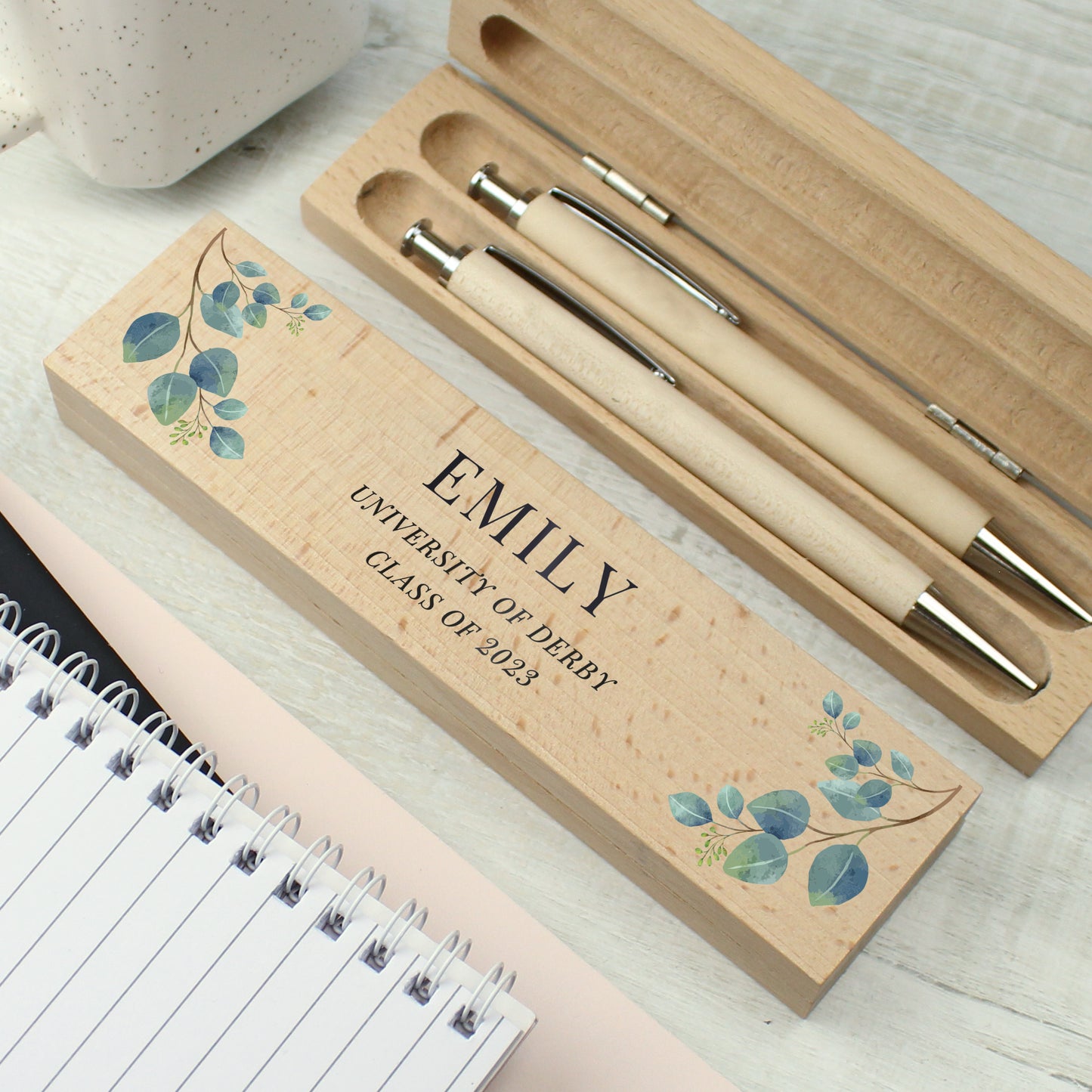 Personalised Wooden Pen And Pencil Set