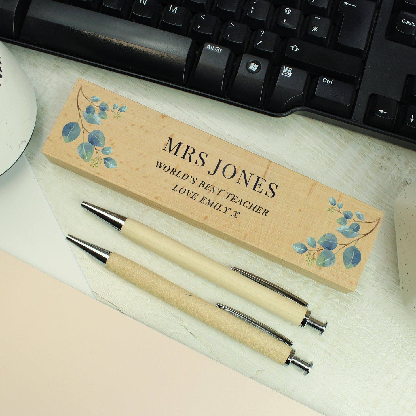 Personalised Wooden Pen And Pencil Set