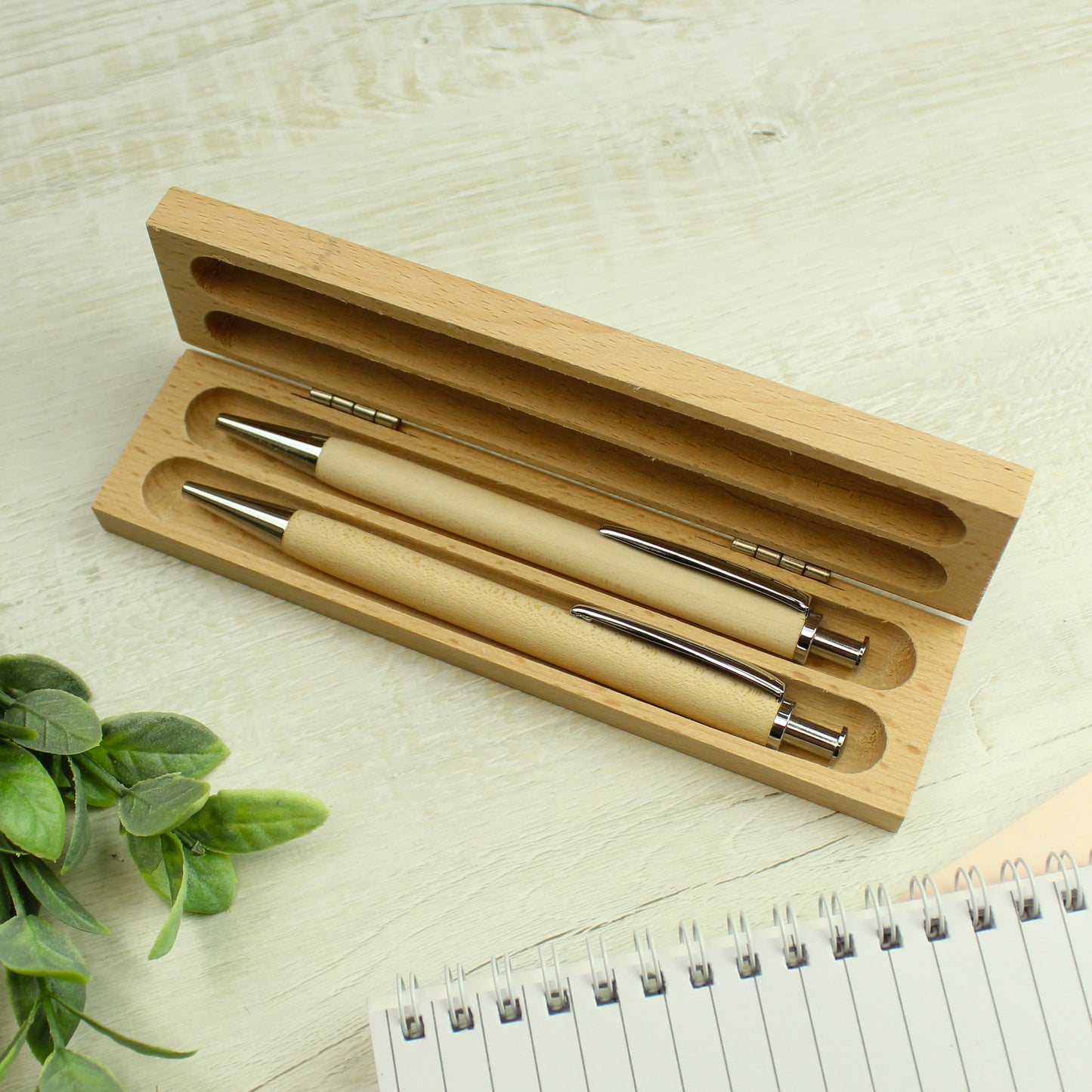 Personalised Wooden Pen And Pencil Set