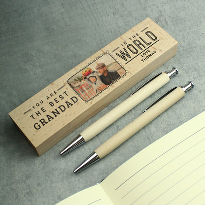 Personalised Wooden Pen And Pencil Set