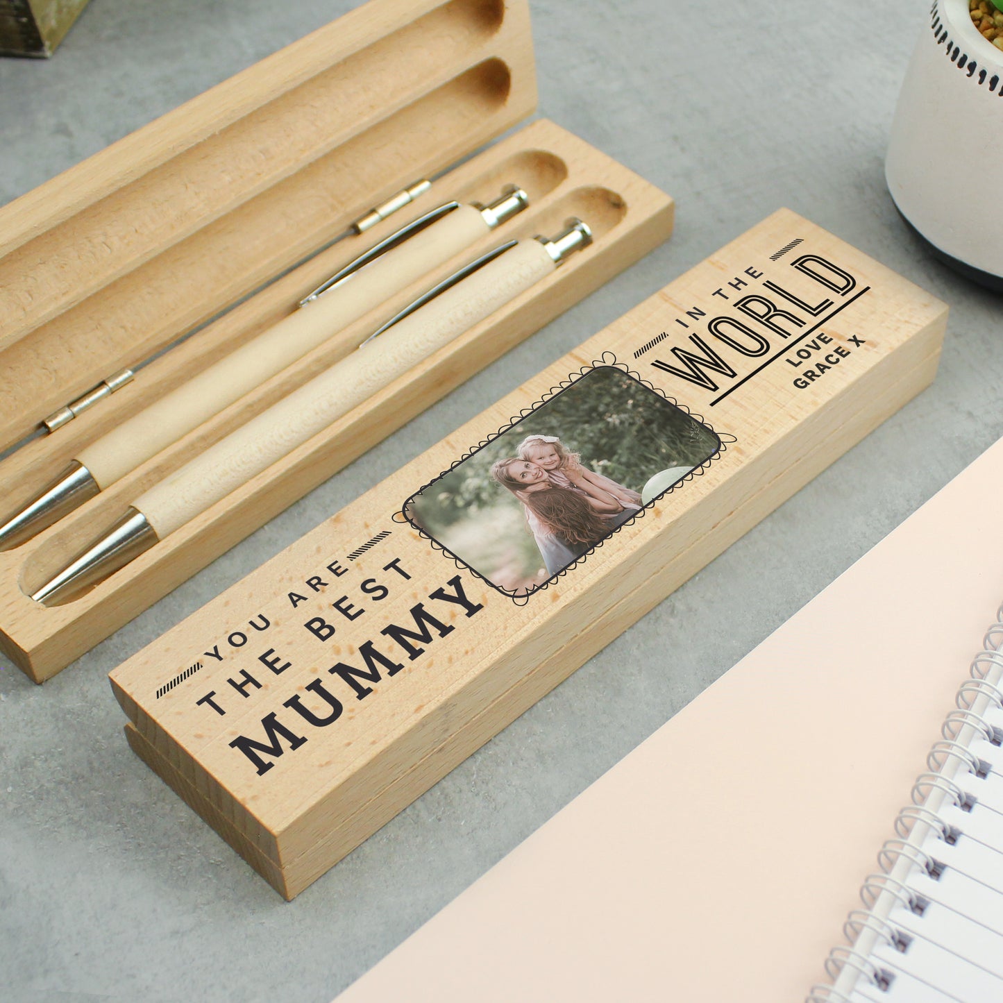 Personalised Wooden Pen And Pencil Set