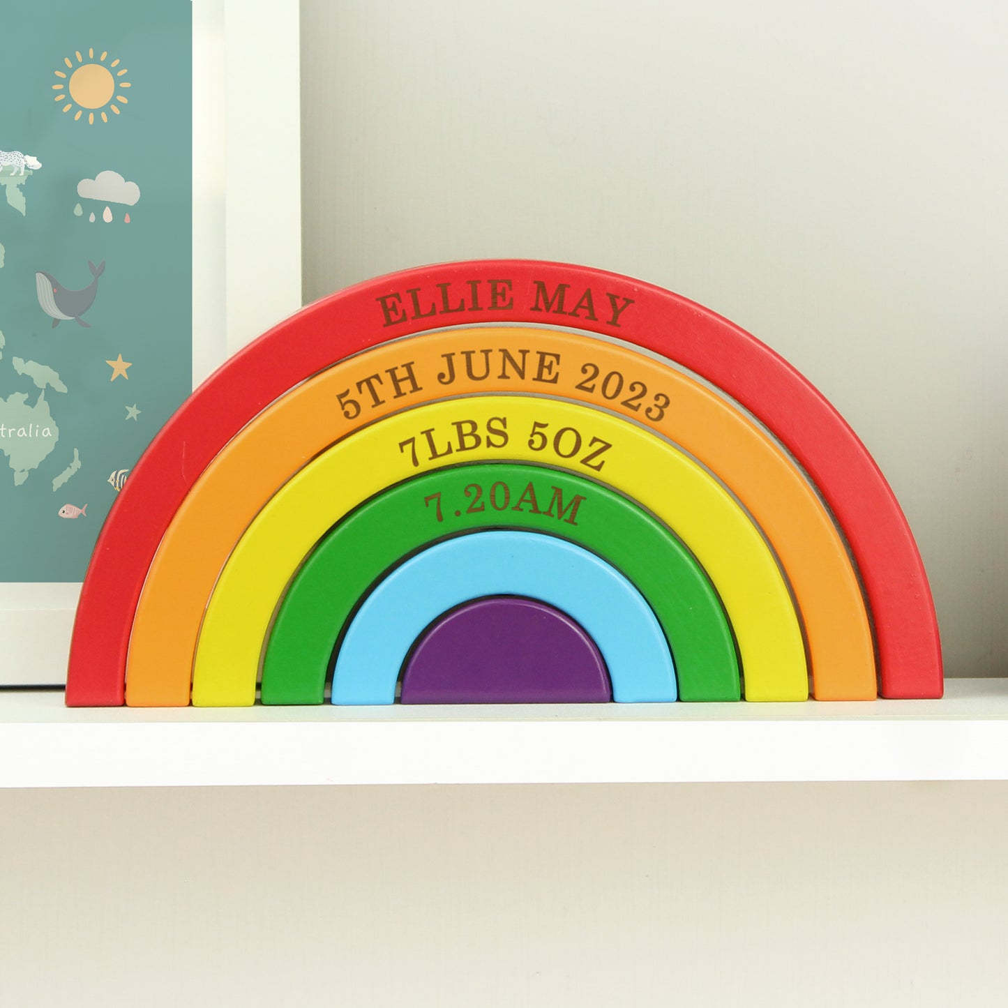 Personalised Wooden Rainbow Stacker