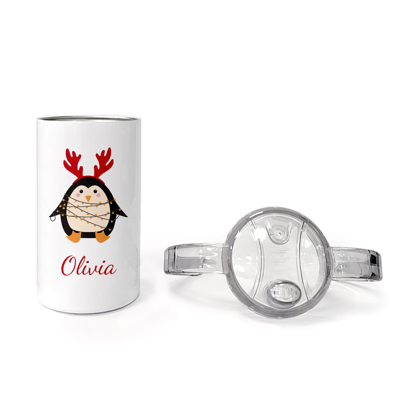 Christmas Penguin Themed Personalised  Kids Sippy Cup