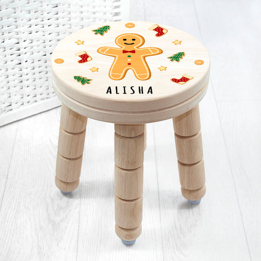 Personalised Christmas Gingerbread Wooden Stool