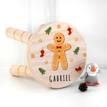Personalised Christmas Gingerbread Wooden Stool