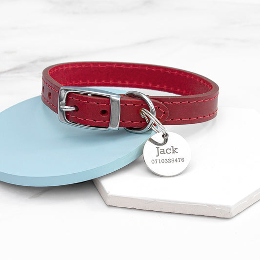 Personalised Classic Leather Dog Collar with Tag