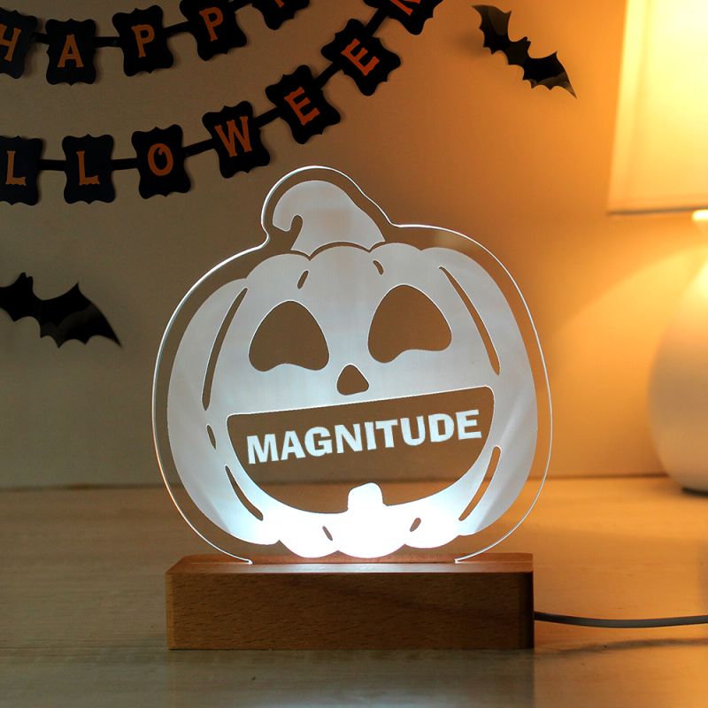 Personalised Pumpkin Wooden LED Light