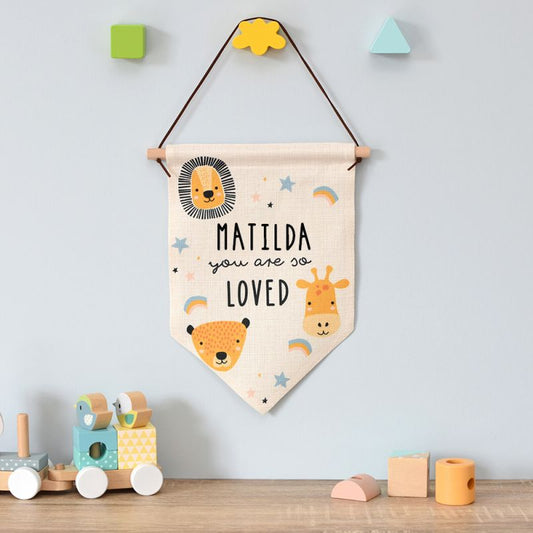 Scandi Safari Animals Nursery Hanging Banner