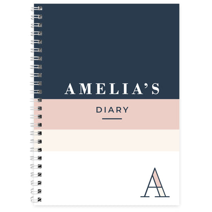 Personalised Navy & Blush A5 Diary