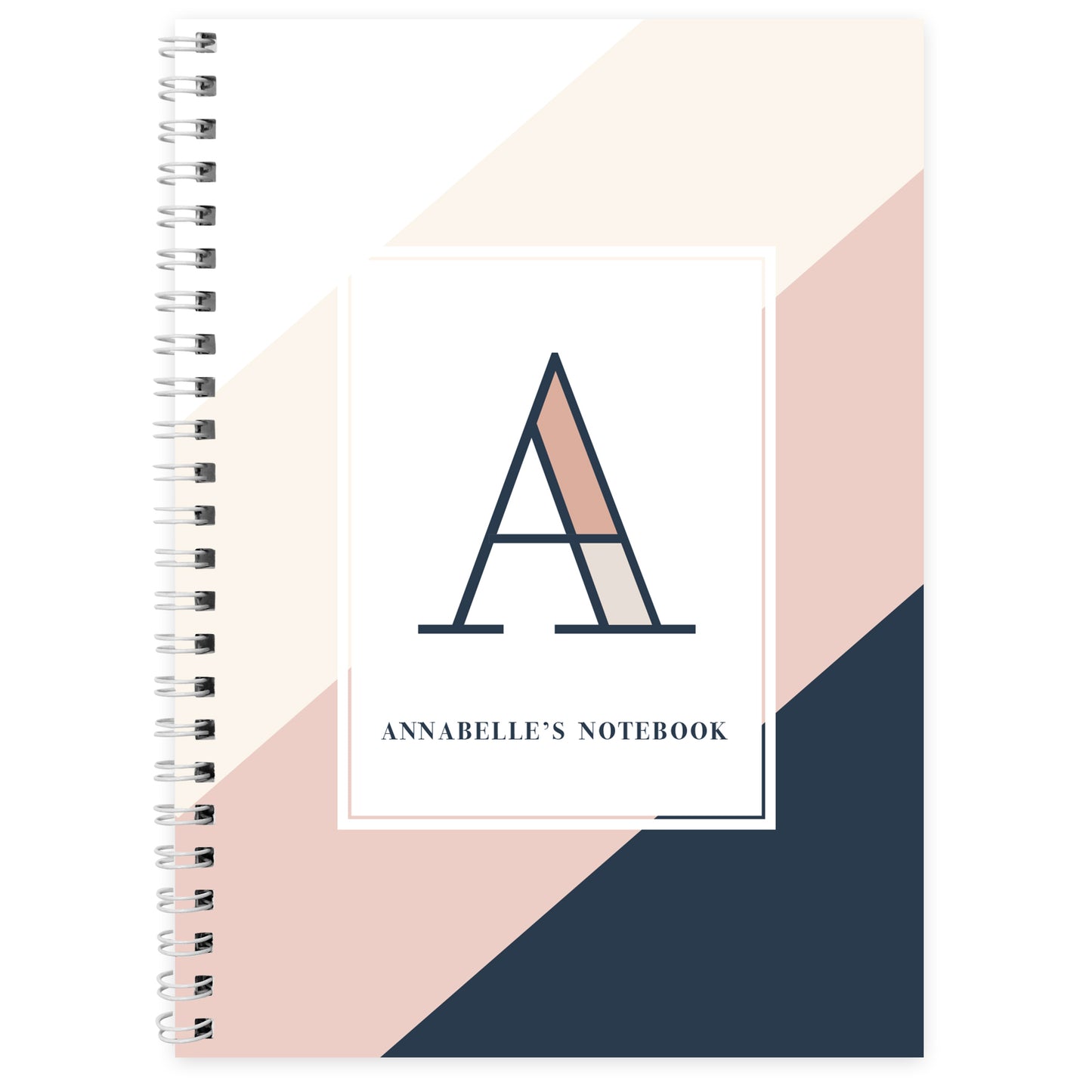 Personalised Navy & Blush A5 Notebook