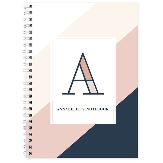 Personalised Navy & Blush A5 Notebook