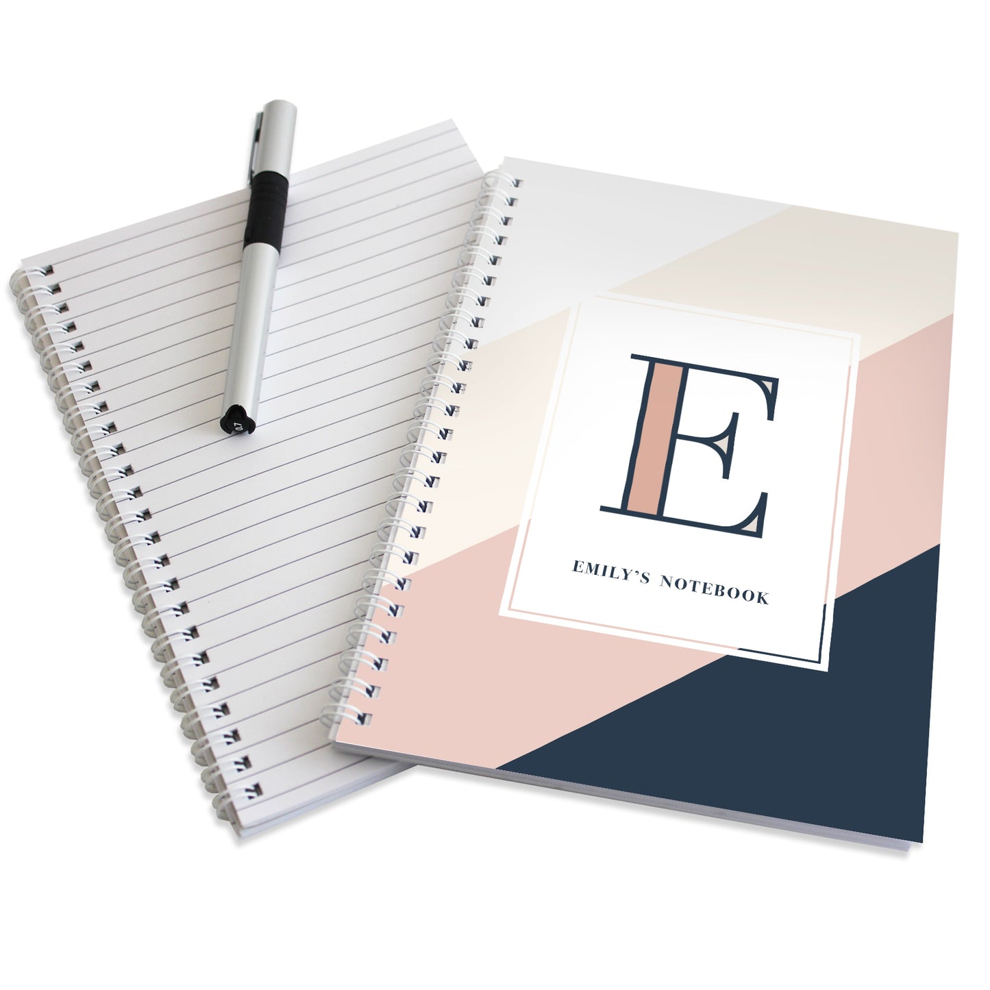 Personalised Navy & Blush A5 Notebook