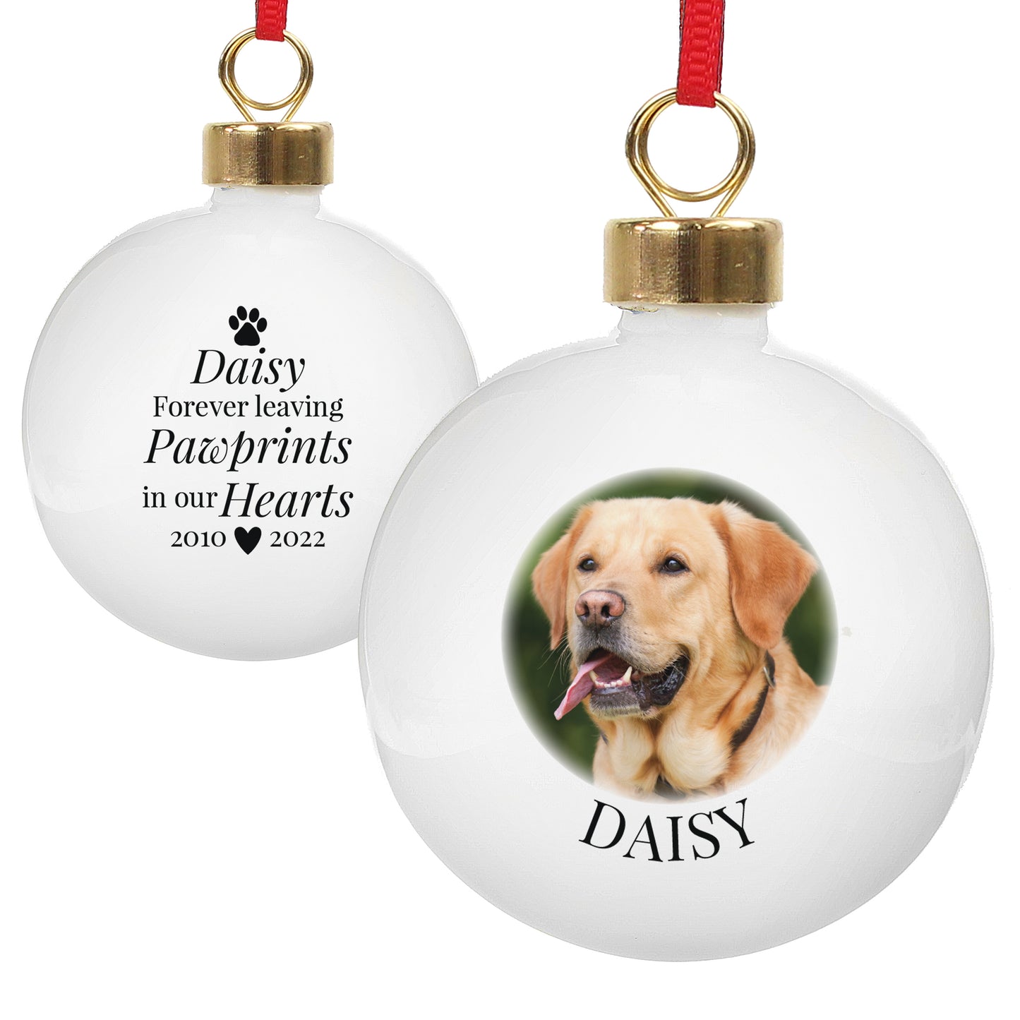 Personalised Paw Print Pet Memorial Bauble