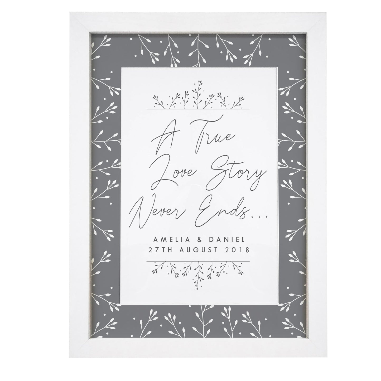 Personalised True Love Story A4 White Framed Print