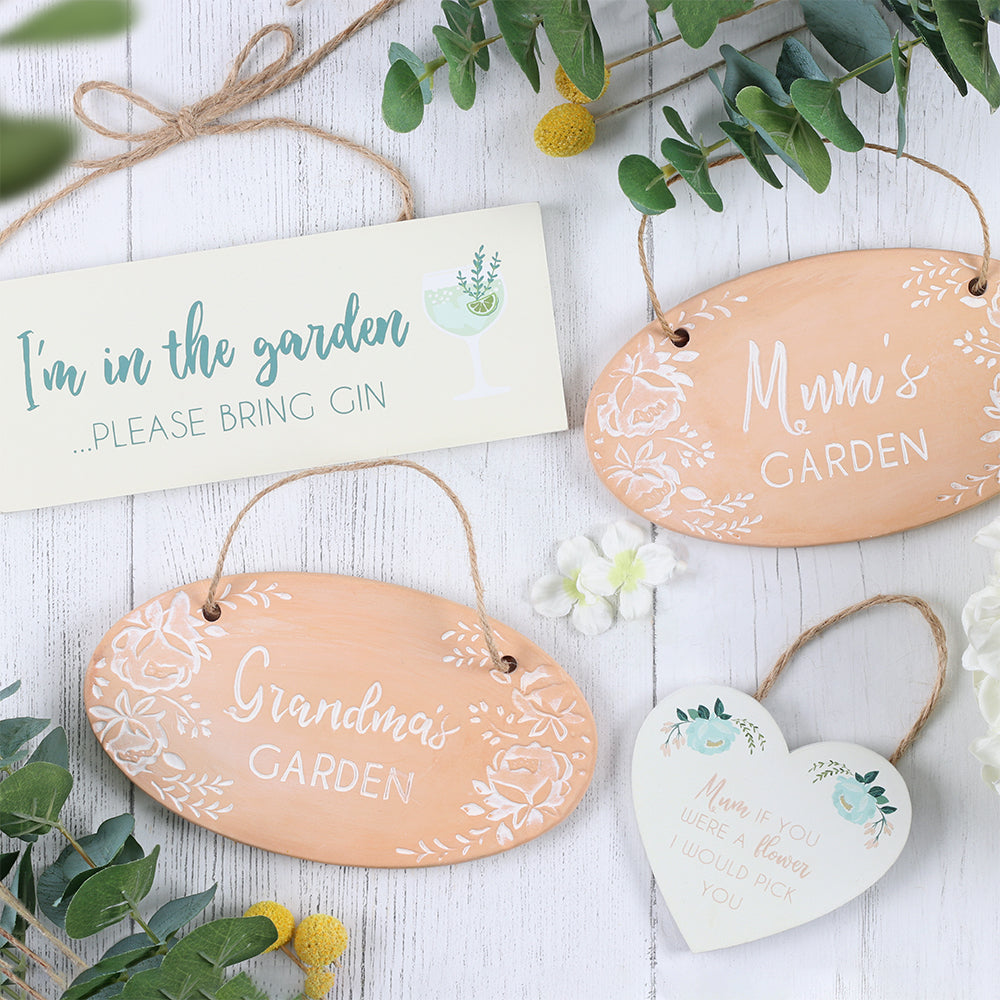 Grandmas Garden Terracotta Hanging Plaque