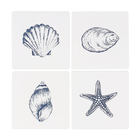 Coastal Charm Seashell Coaster Set Of 4