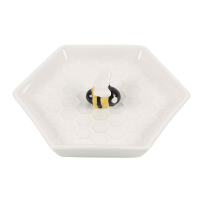 White Hexagonal Bee Trinket Dish