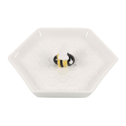 White Hexagonal Bee Trinket Dish
