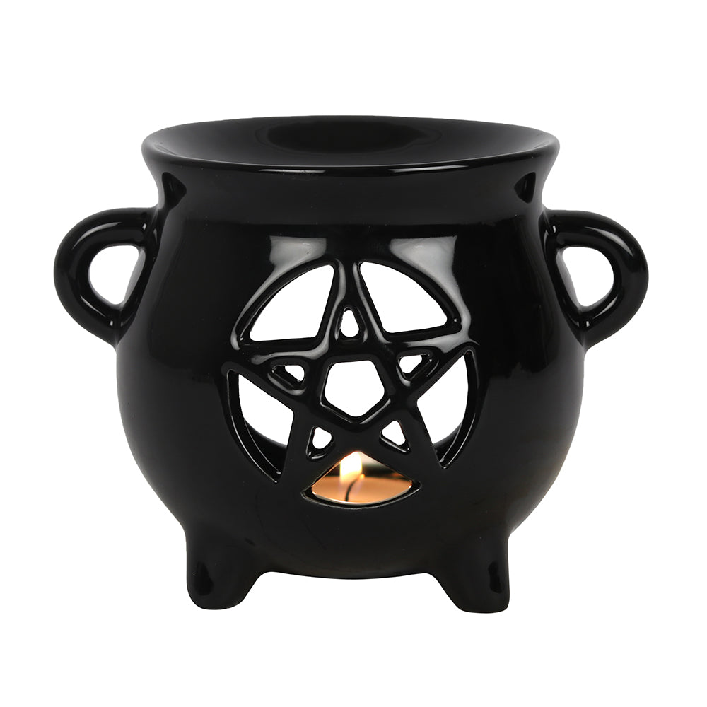 Black Pentagram Cauldron Oil Burner 10cm