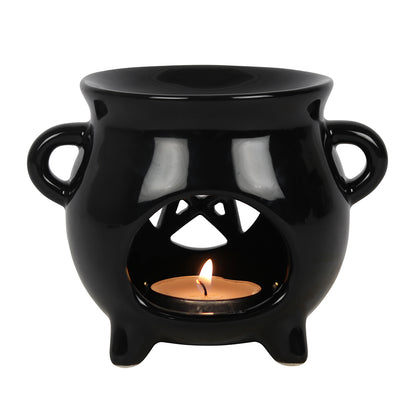 Black Pentagram Cauldron Oil Burner 10cm